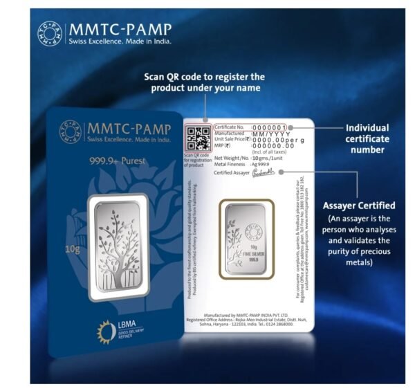 10 gm Silver 999.9 Minted Bar Banyan Tree Certicard QR - Image 2
