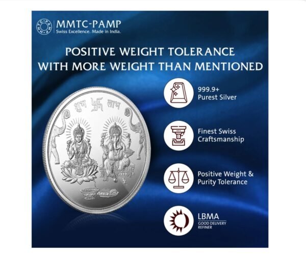 10 gm Silver 999.9 Minted Coin Ganesh Laxmi (New) Certicard QR - Image 2