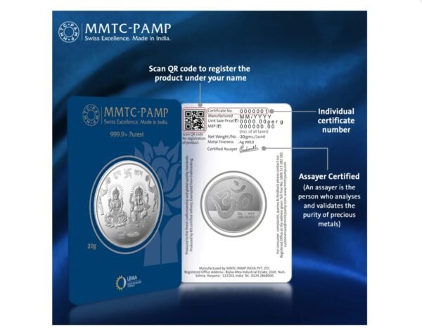 20 gm Silver 999.9 Minted Coin Ganesh Laxmi(New) Certicard QR - Image 4