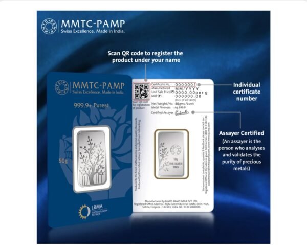 50 gm Silver 999.9 Minted Bar Banyan Tree Certicard - Image 4
