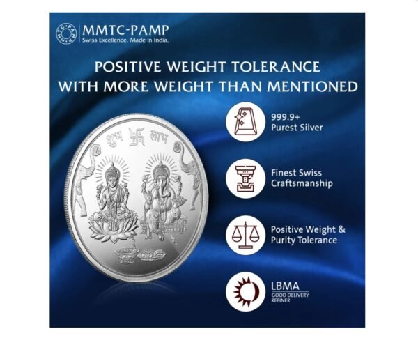 50 gm Silver 999.9 Minted Coin Ganesh Laxmi Minted Card - Image 3