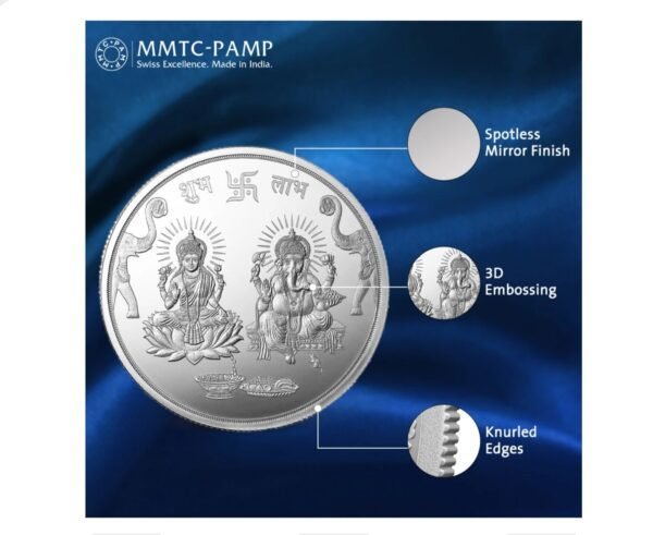 50 gm Silver 999.9 Minted Coin Ganesh Laxmi Minted Card - Image 5