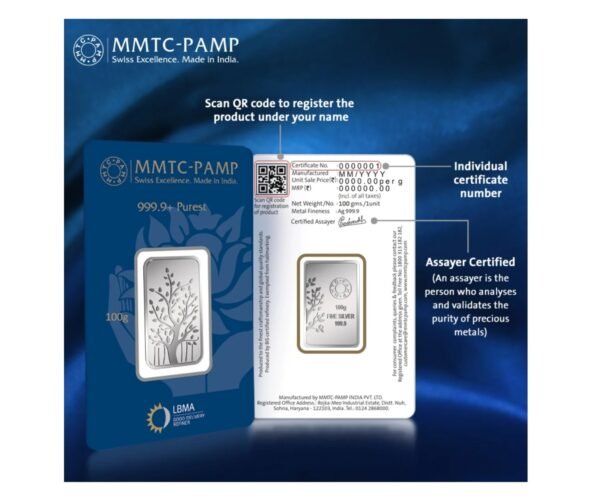 100 gm Silver 999.9 Minted Bar Banyan Tree Certicard - Image 4