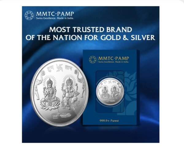 100 gm Silver 999.9 Minted Coin Ganesh Laxmi Minted Card - Image 2
