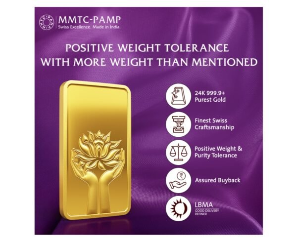 1 gm Gold 999.9 Minted Bar Lotus Certicard QR - Image 3