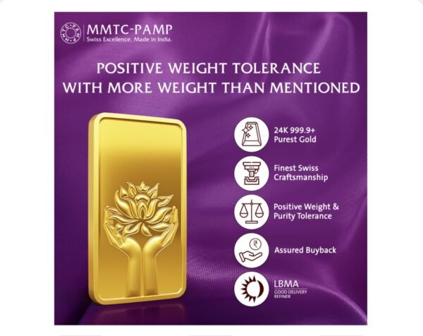 10 gm Gold 999.9 Minted Bar Lotus Certicard (923) - Image 3