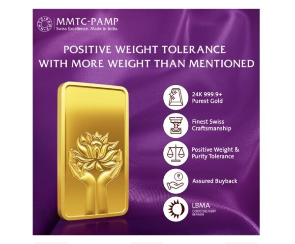31.10 gm Gold 999.9 Minted Bar Lotus Certicard QR - Image 3