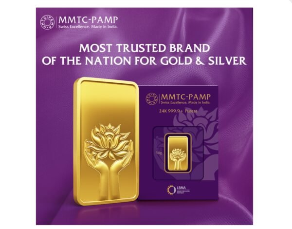 50 gm Gold 999.9 Minted Bar Lotus Certicard QR - Image 2