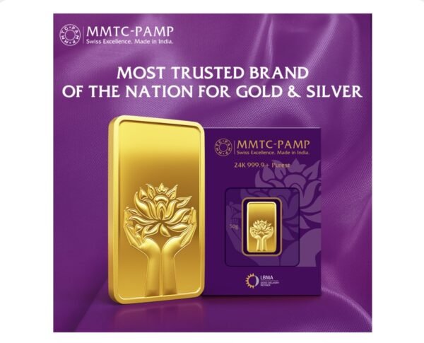 100 gm Gold 999.9 Minted Bar Lotus Certicard (923) - Image 2