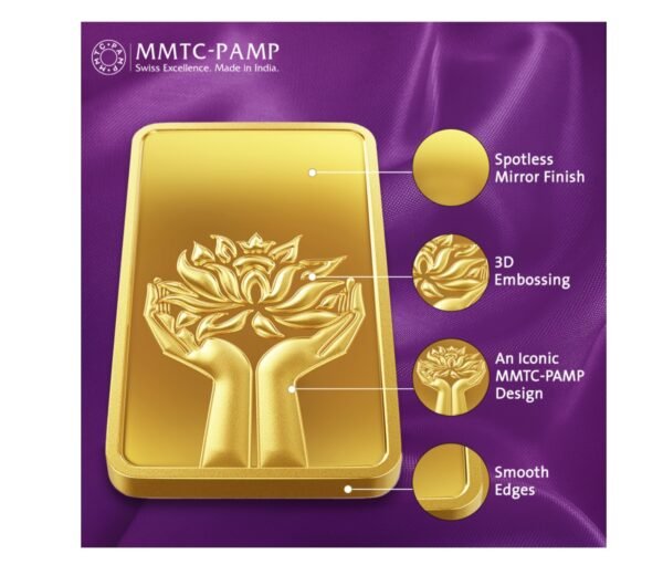 100 gm Gold 999.9 Minted Bar Lotus Certicard (923) - Image 5