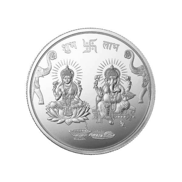 50 gm Silver 999.9 Minted Coin Ganesh Laxmi Minted Card