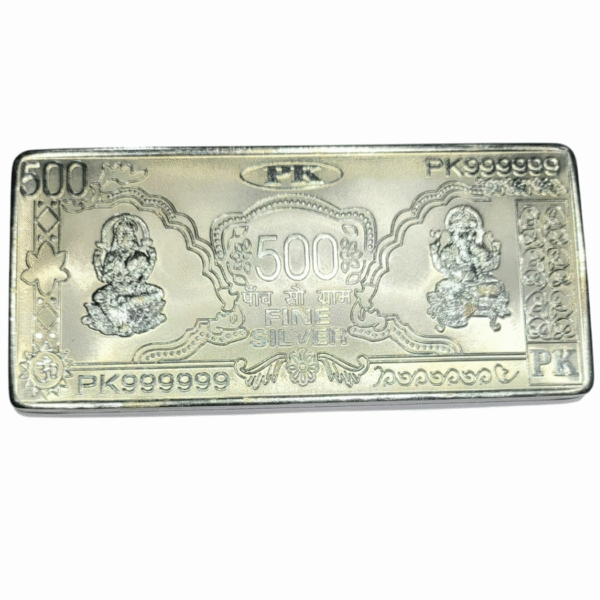 500 gm Silver 999 Bar Minted Ganesh Lakhsmi